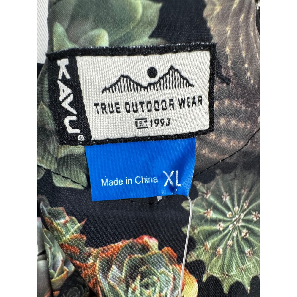 KAVU San Blas Greenhouse Overalls XL Black Succulent Cactus Print NWT 6094-856-4 - Picture 7 of 11